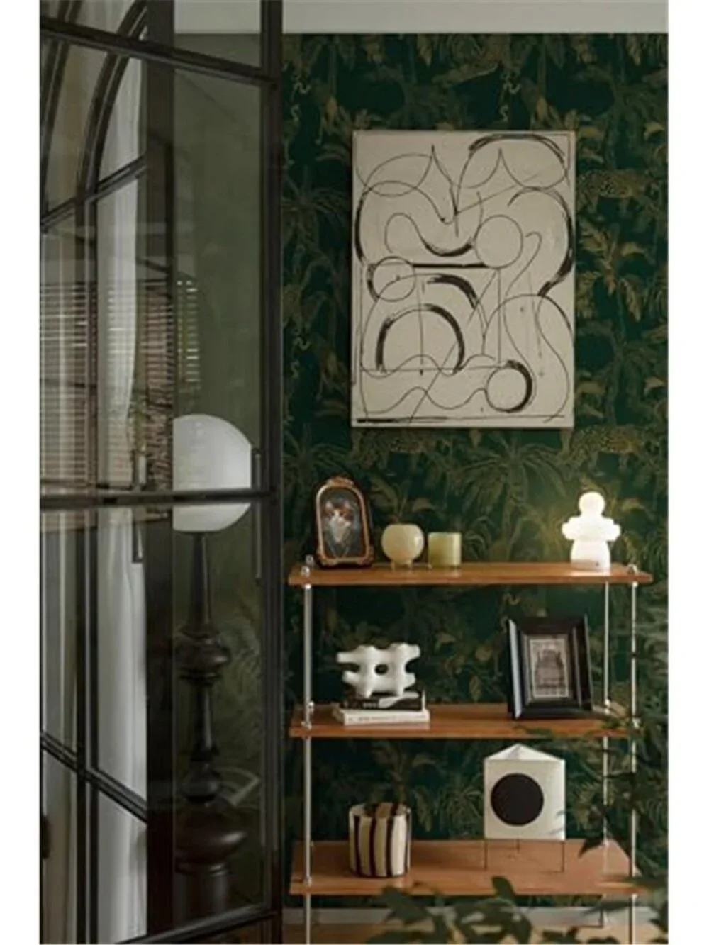 Peel Stick Jungle Wallpaper Green Gold Cheetah Crane Palm Contact Paper Decor